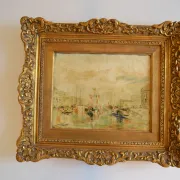 Venice "The Grand Canal" Old painting Oil on canvas