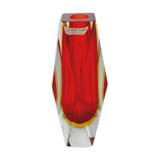 Murano glass vase, red and yellow submerged molate