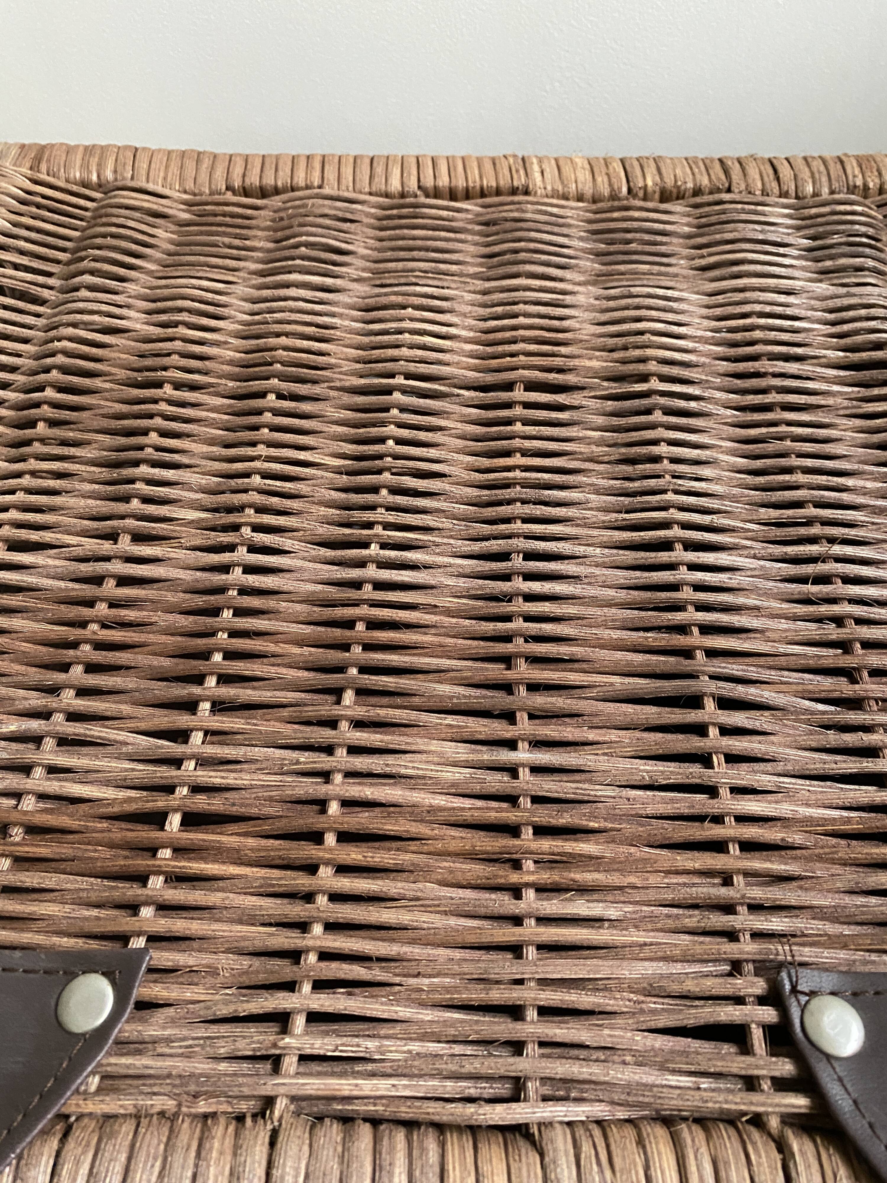 Set of two large trunks, vintage wicker storage chests