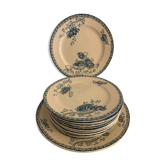 12 dessert plates and an art nouveau dish Royat de Sarreguemines
