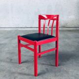 Mid-Century Modern Design Red Dining Chair Set, Belgium, 1960s, Set of 6