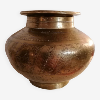Antique Indian brass holy water pot (vase)