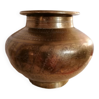 Antique Indian brass holy water pot (vase)