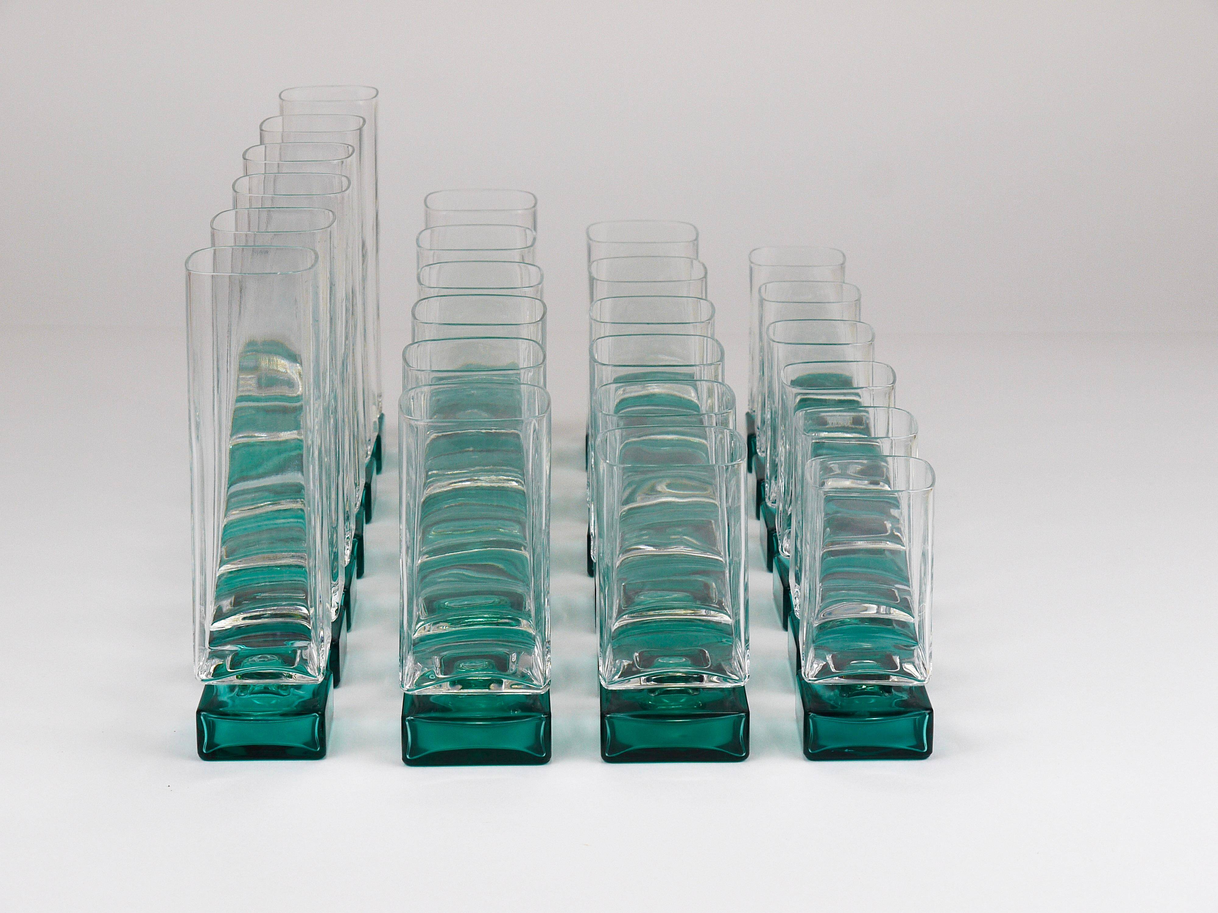 Set of 24 Luigi Bormioli Postmodern Light & Music Monet glasses, Italy, 1980s.