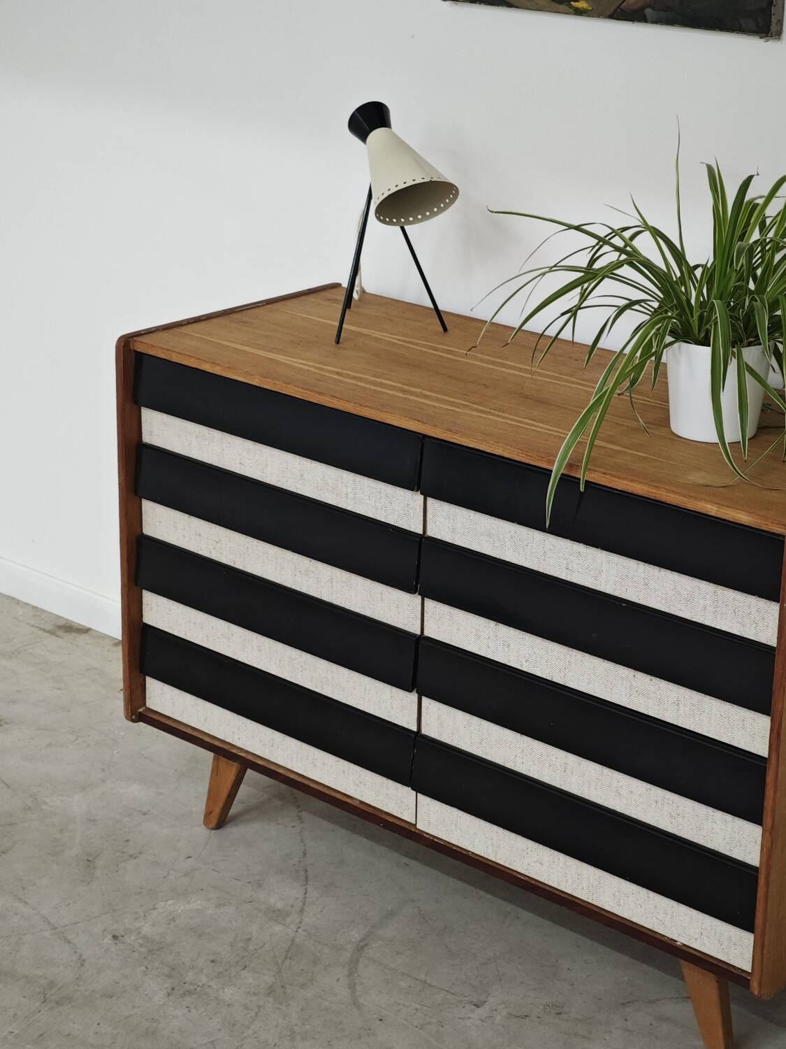Wooden commode U 453 black and white by Jiri Jiroutek for Intérier Praha