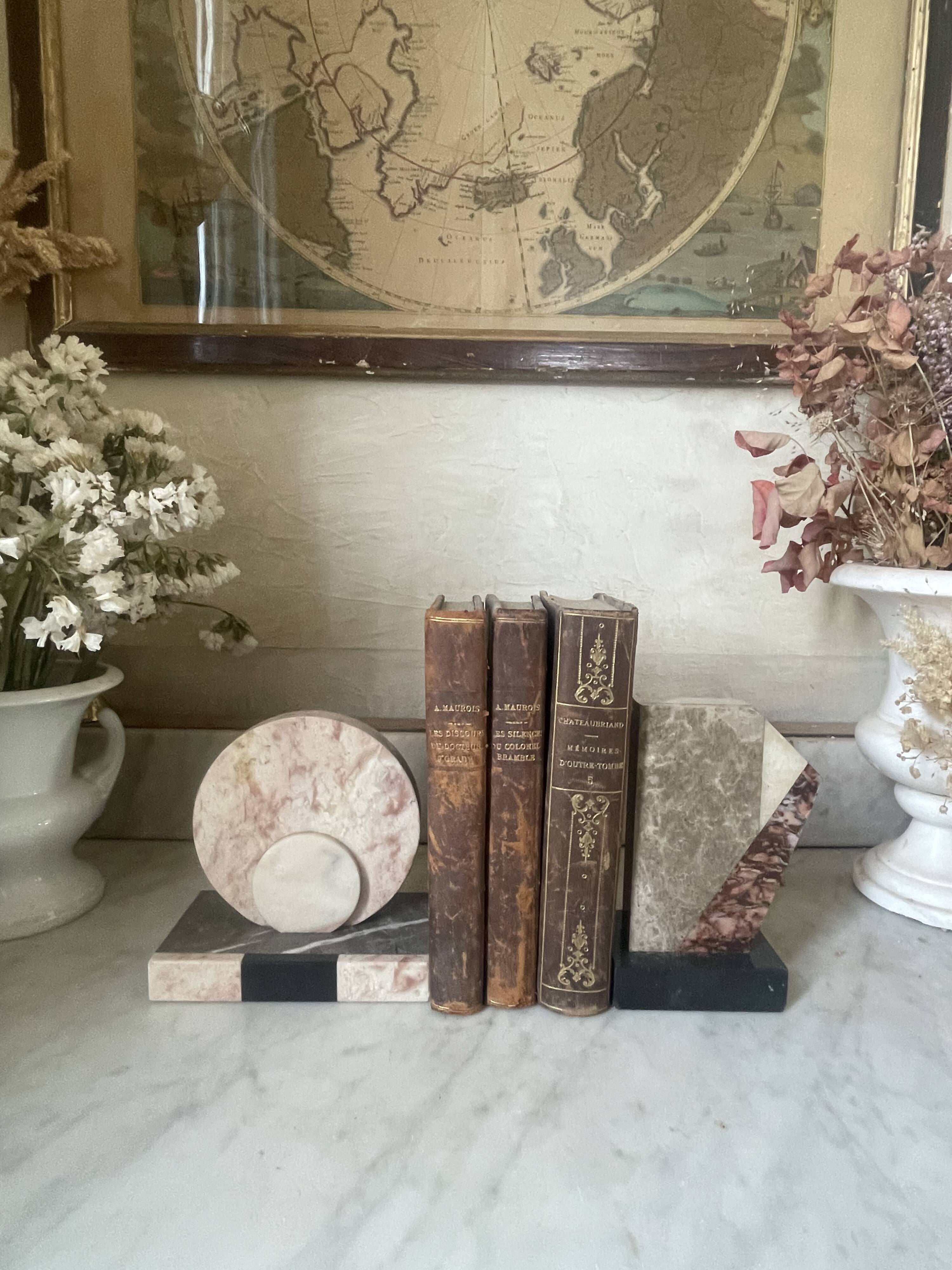 asymmetrical marble Art Deco bookends