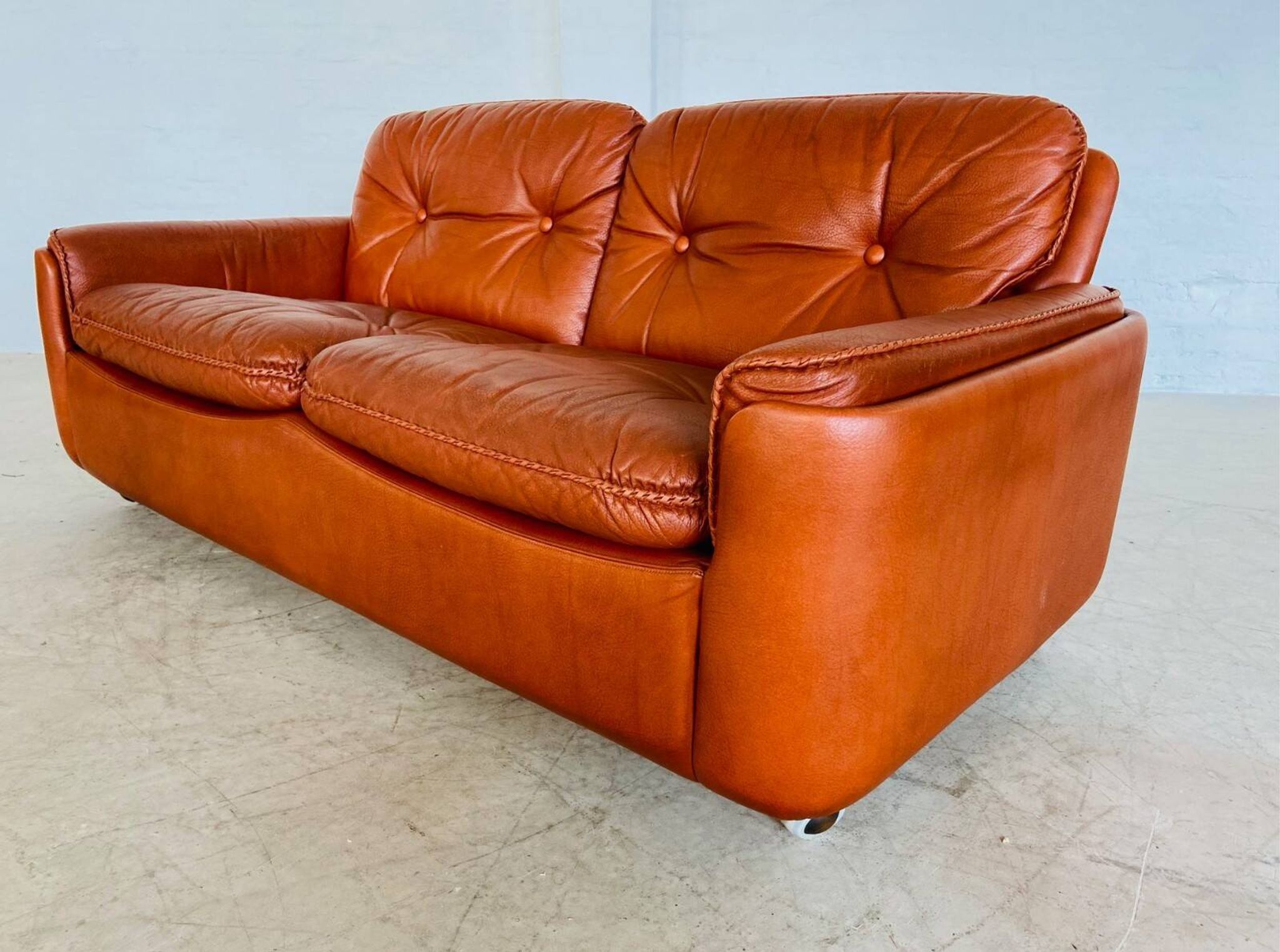 Vintage Danish mid-century cognac leather 2-seater sofa by Sigurd Resell