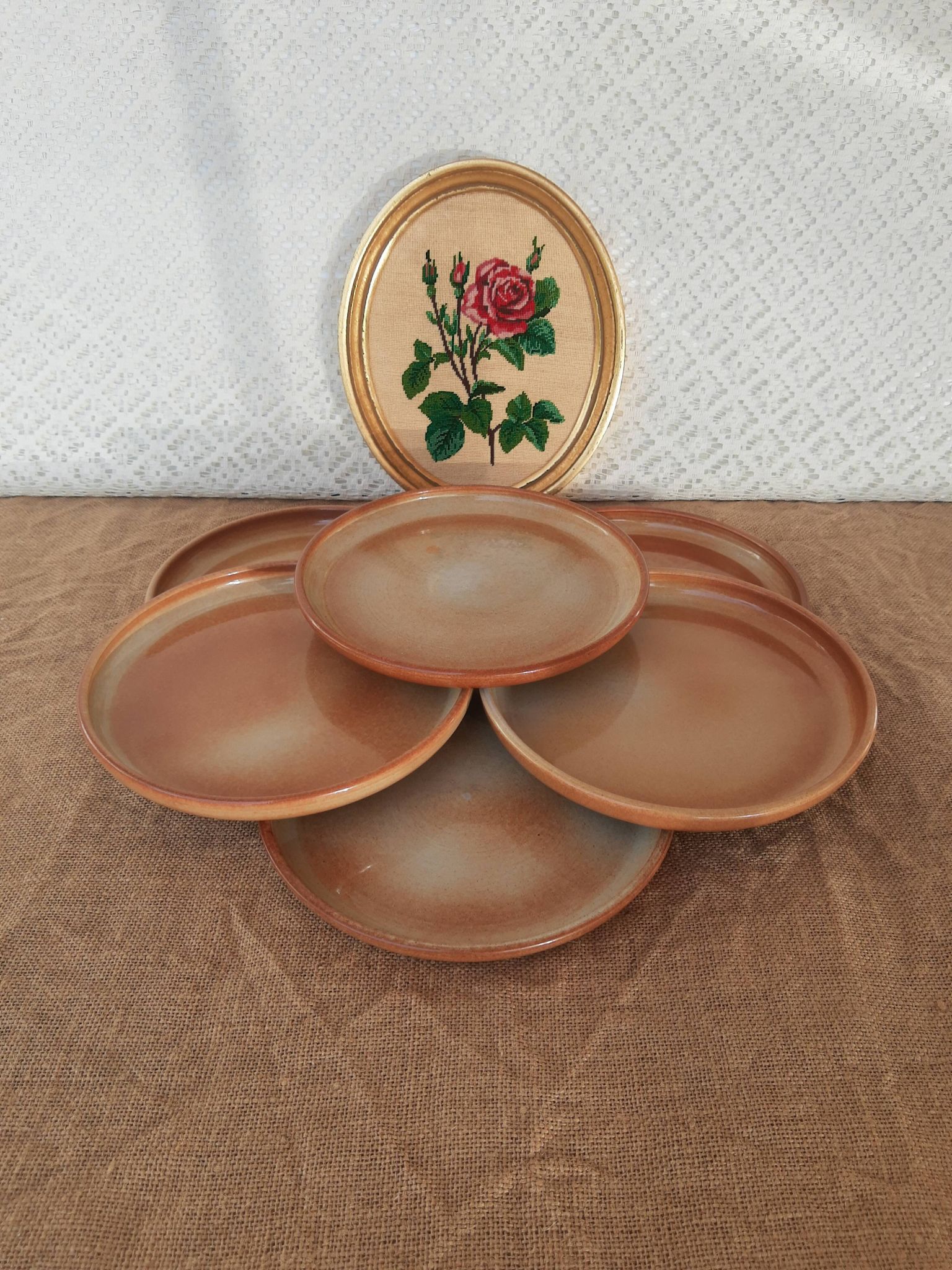 Set of 6 dessert plates in Montgolfier France vintage manufacture