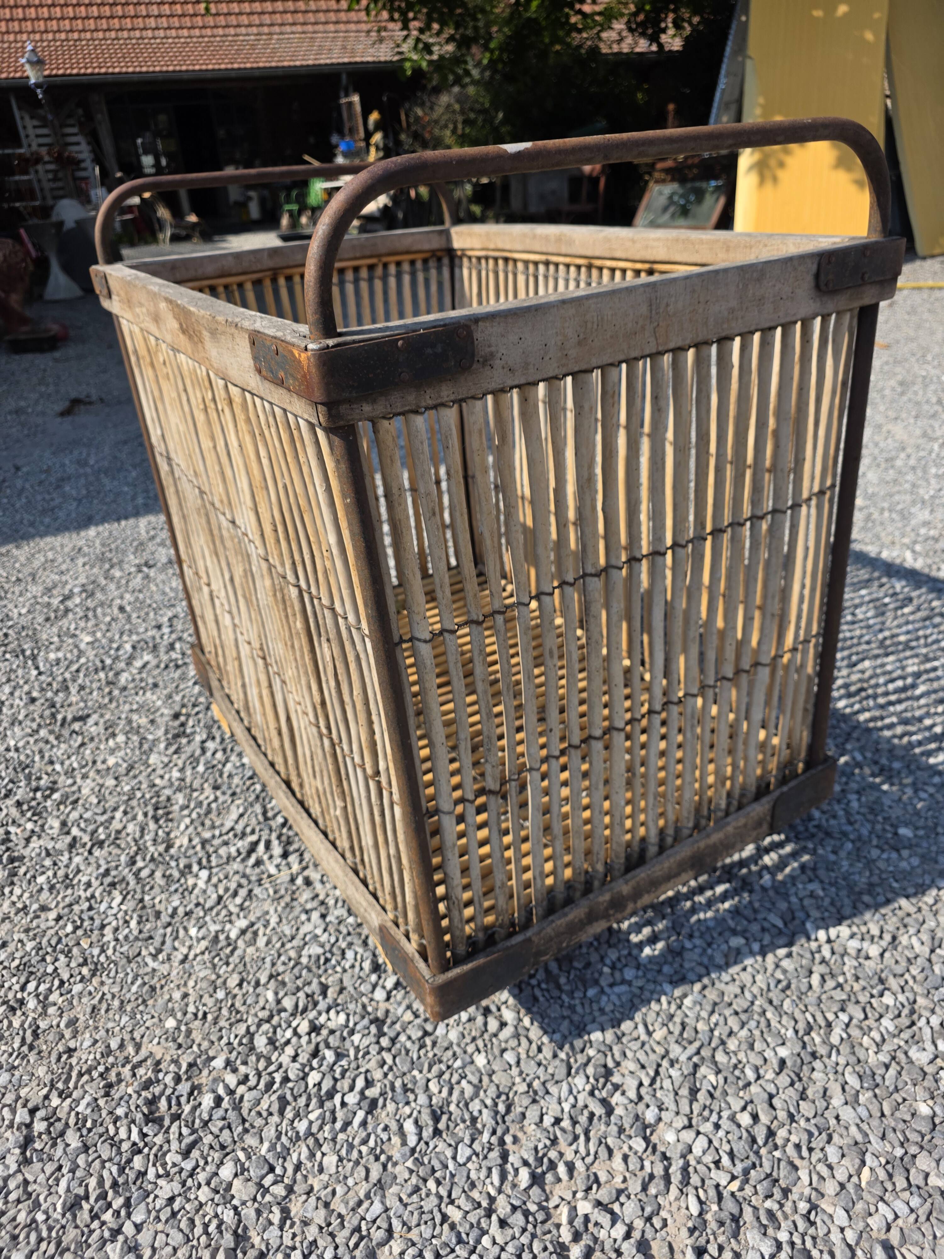 Ancient bakery cart made of rattan.