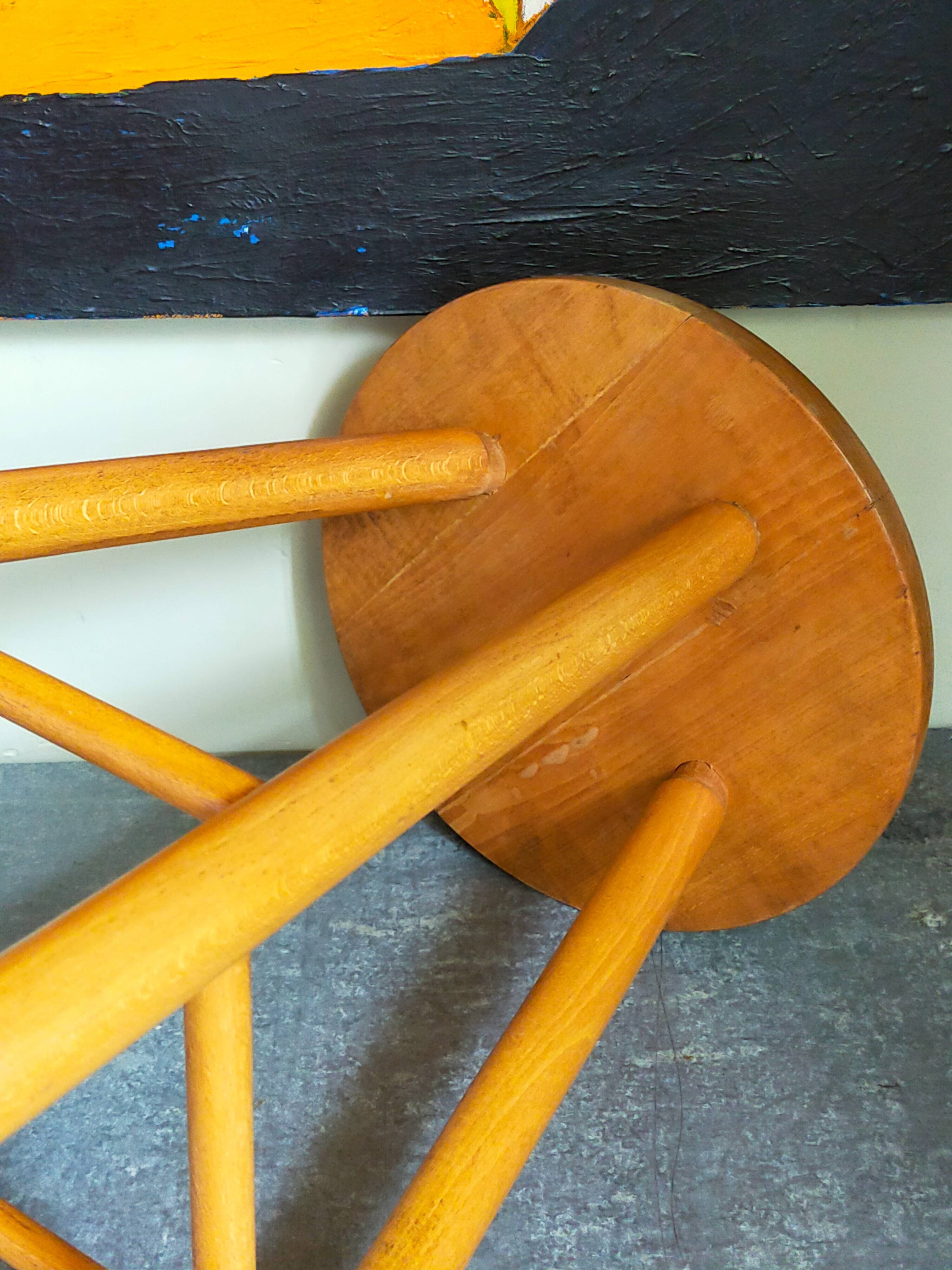 Vintage blond wooden stool