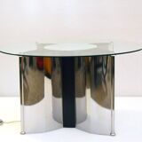 Space age Italian coffee table in steel with lighting, 1970s