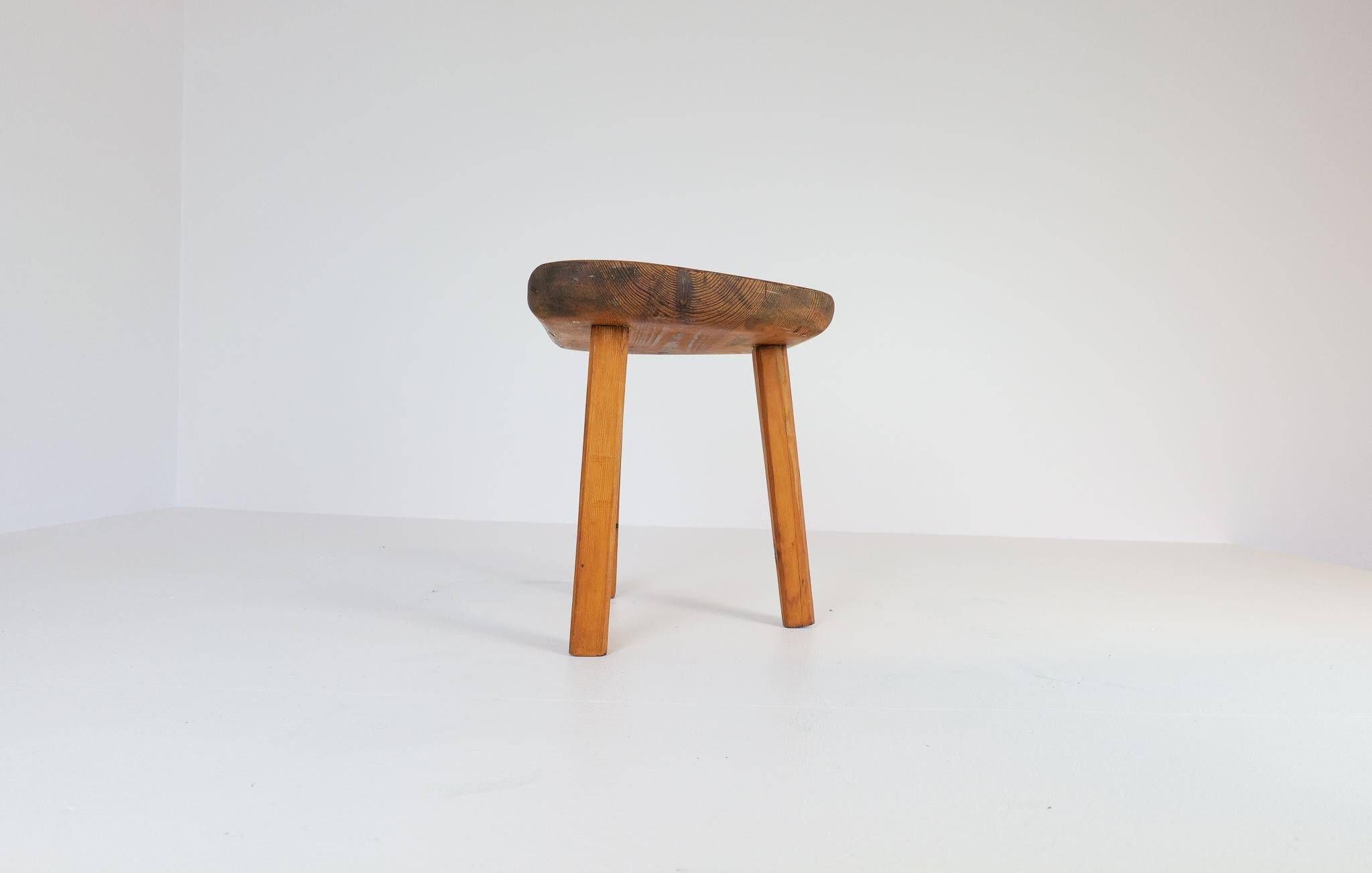 Tabouret suédois en pin, années 1960