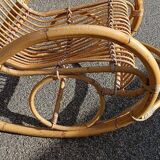 Designer rocking chair in rattan and bamboo from the 1950s/60s