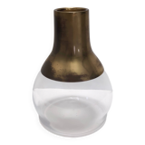 Vintage Glass Vase with Brass Part, Italy