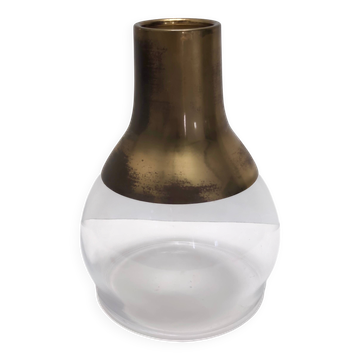 Vase en verre vintage avec partie en laiton, Italie