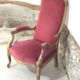 Voltaire red velvet armchair
