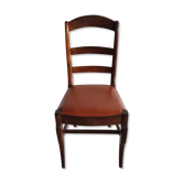 Natural wood chair orange trim