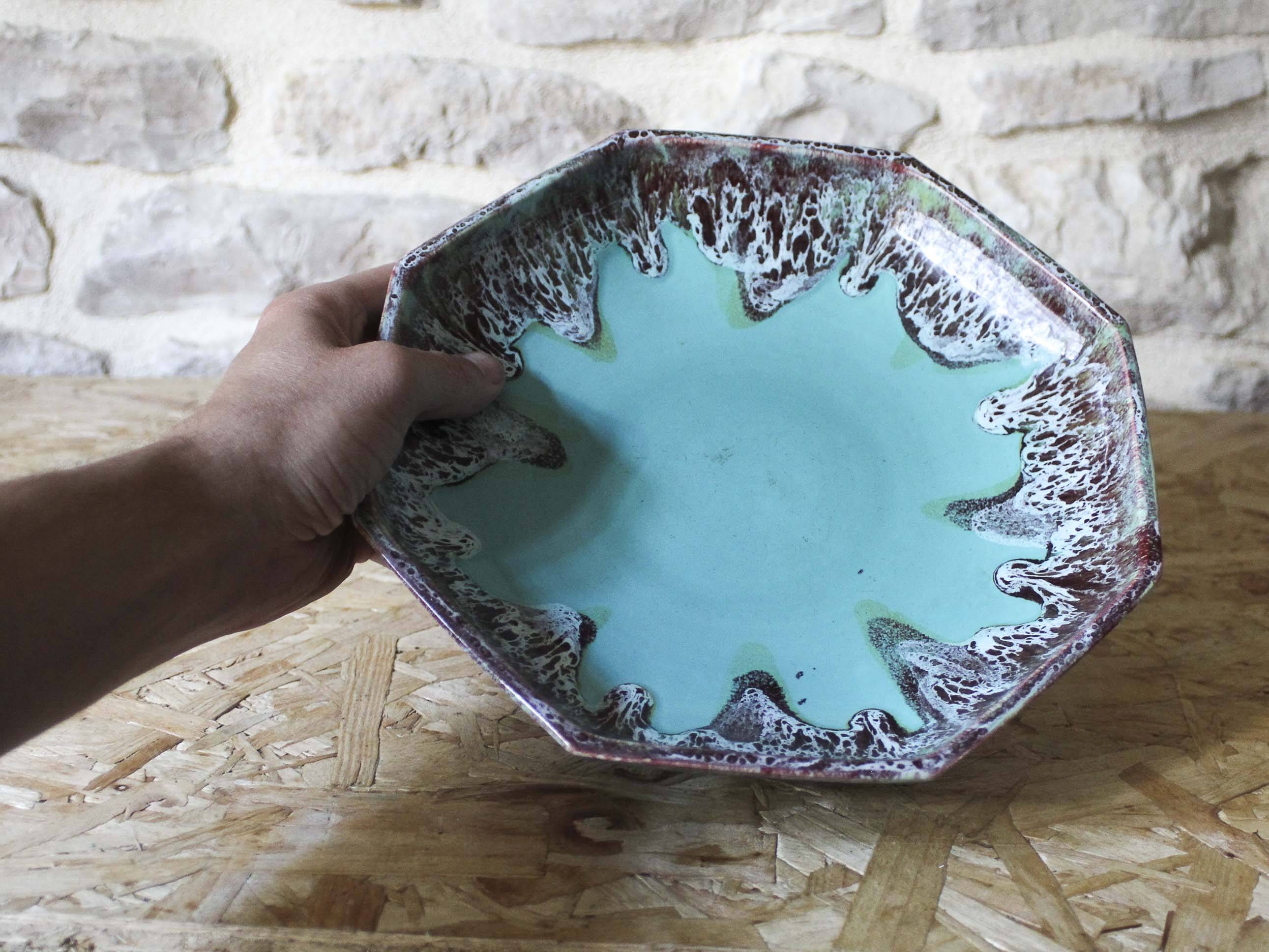 Gaubier Frères Puisaye ceramic standing bowl