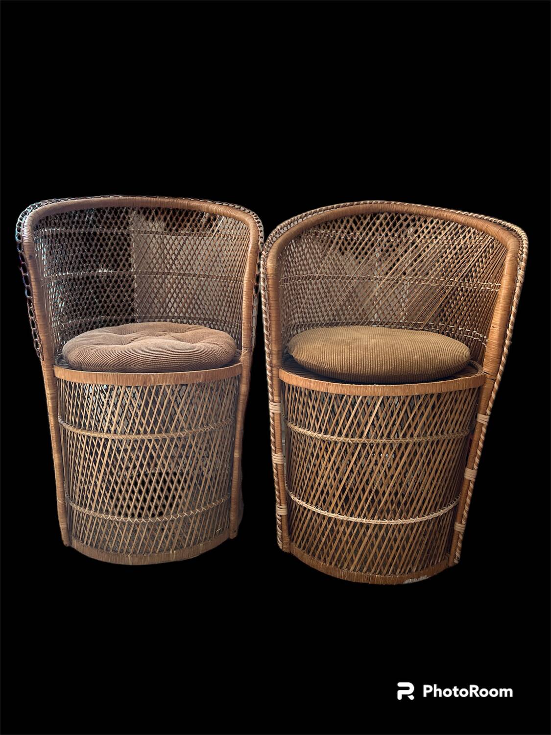 Paire Fauteuils  rotin osier