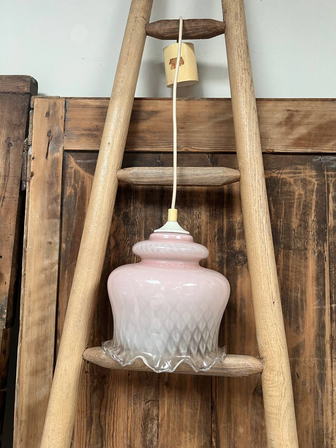 Vintage pink opaline pendant light