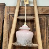 Suspension opaline rose vintage