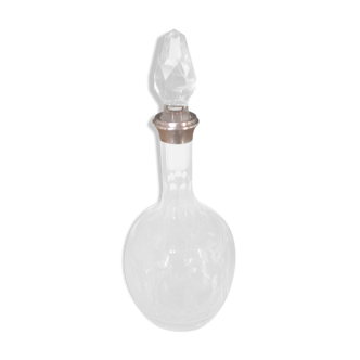 Carafe ancienne en verre et bague en argent