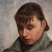 Italian painting portrait of a woman in Impressionist style