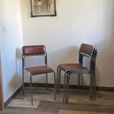 4 chrome chairs in faux leather