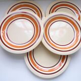 Set of 5 Vintage earthenware dinner plates
