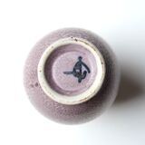 Vase mauve en grès signé, années 70