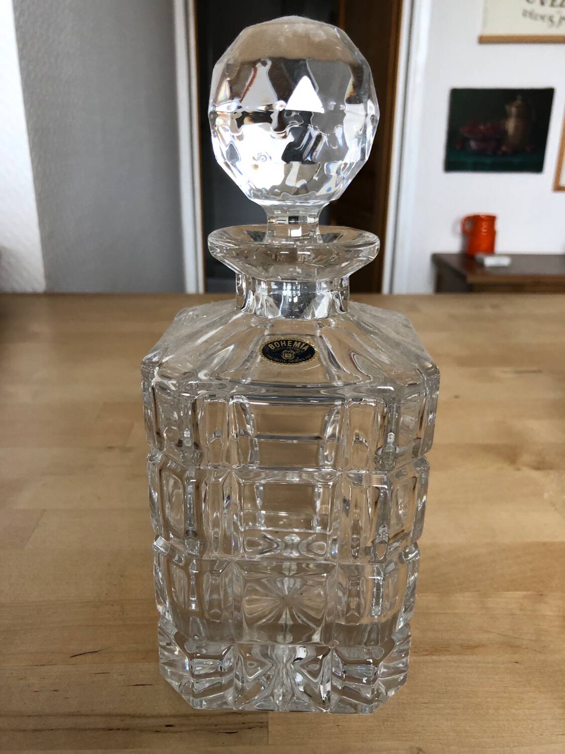Bohemian crystal whiskey decanter from the 1950s