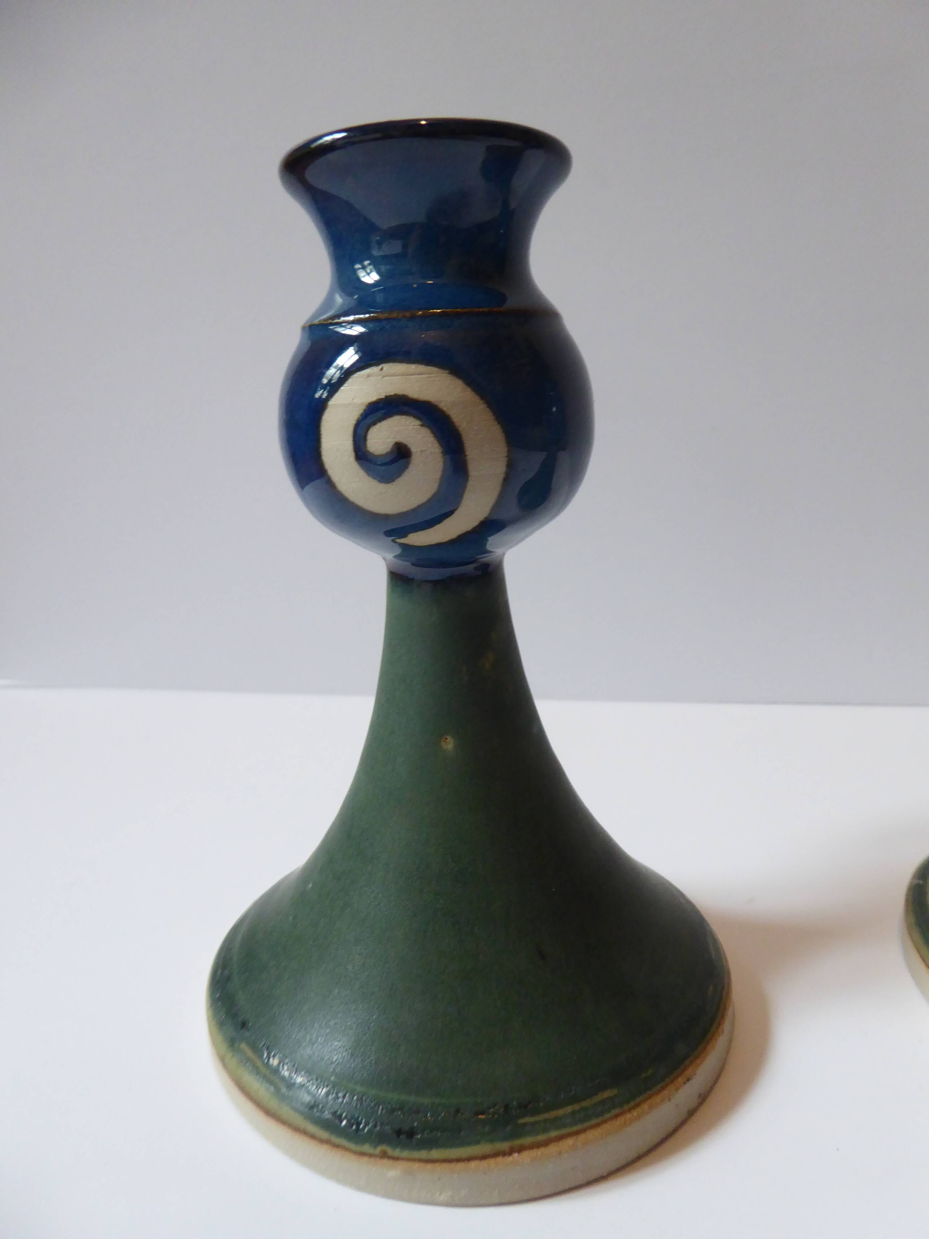 Pair of ceramic candlesticks