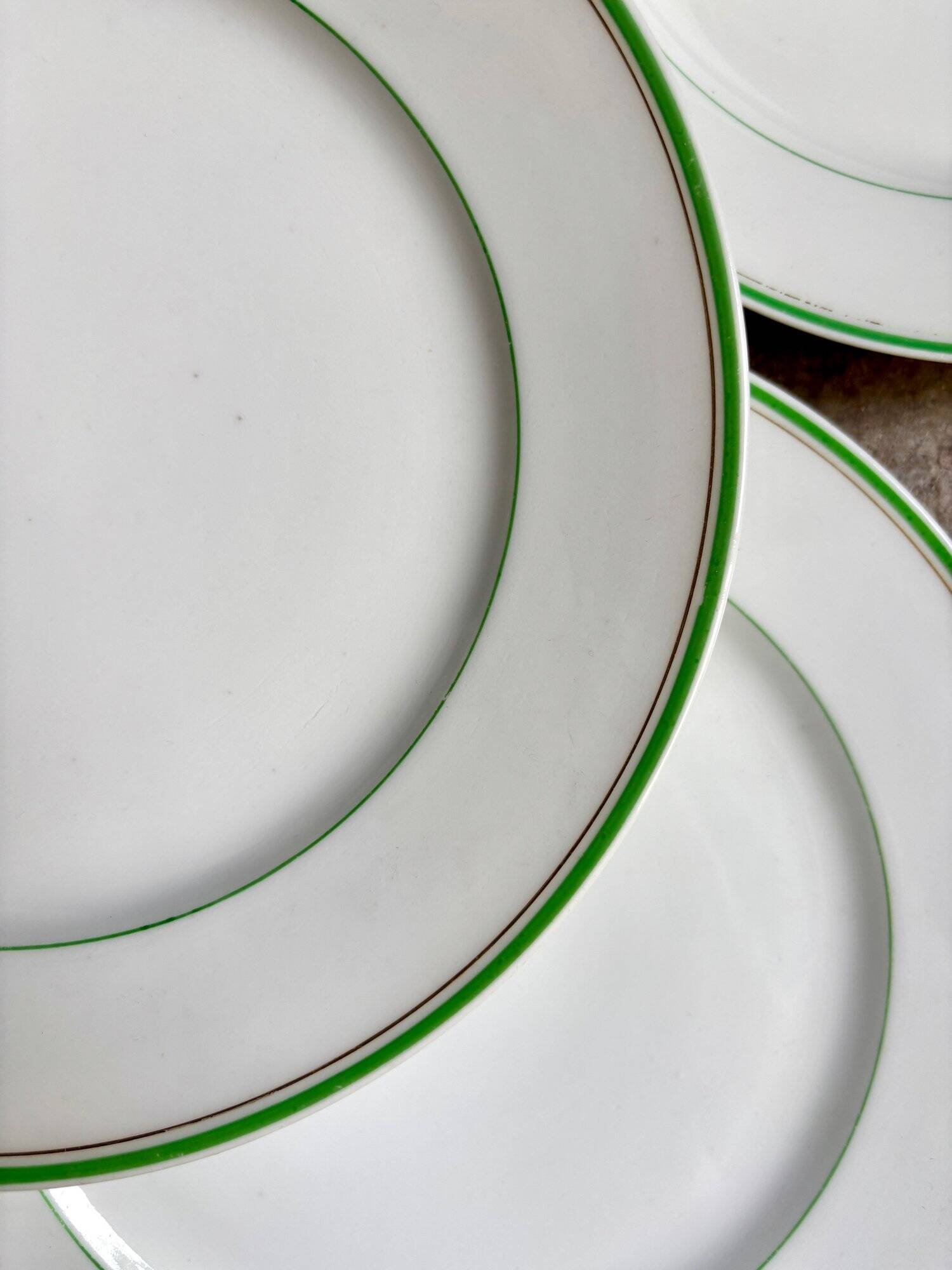 6 Ed. Honoré dinner plates in pale green and gold porcelain