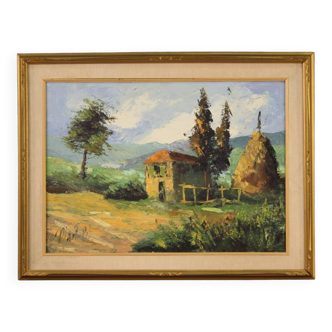 Tableau paysage italien signé des années 70