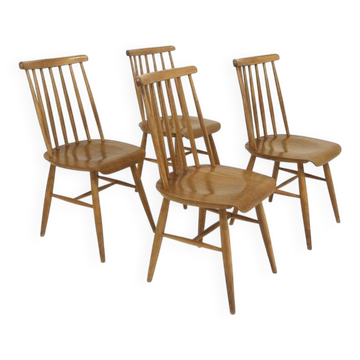 Set of 4 Scandinavian "Pinnstol" chairs, Sweden, 1960.