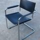 Set of 6 bauhaus cantilever chairs black leather and chrome design