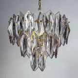 Chandelier JT Kalmar, verre taillé, 3 niveaux, Autriche, années 1970.