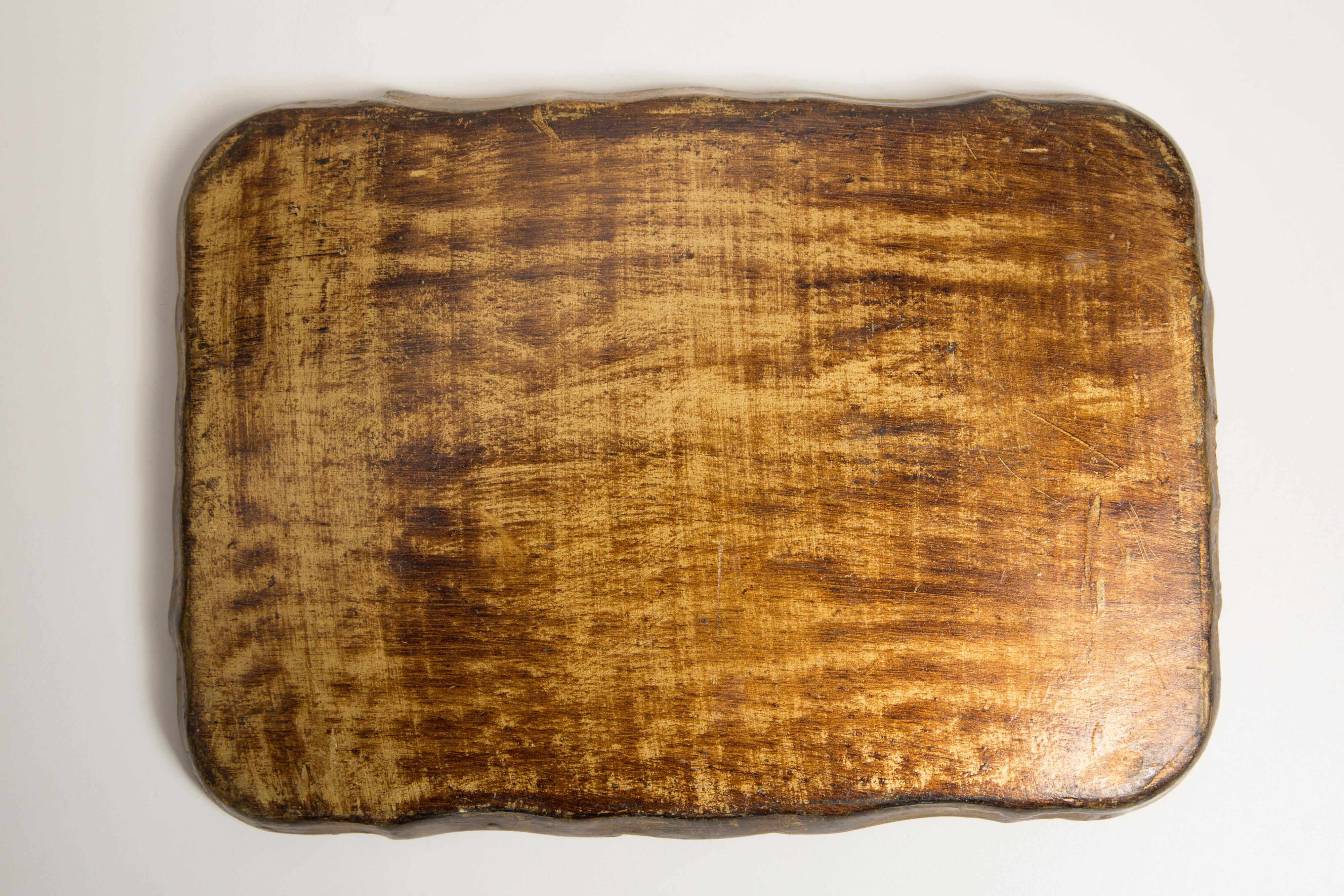 Plateau orange vintage en bois, Italie, années 1960