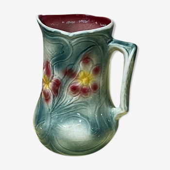 Blue/green flower ceramic pitcher