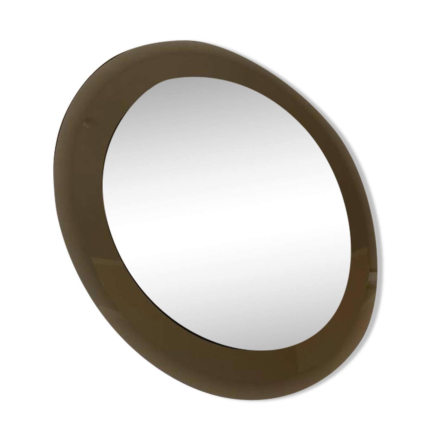 Round mirror ground crystal, Italy 70s, signed Lupi Cristal Luxor