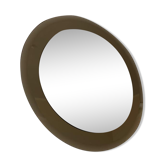 Miroir rond en cristal moulu Italie années 70 signé Lupi Cristal Luxor 67cm
