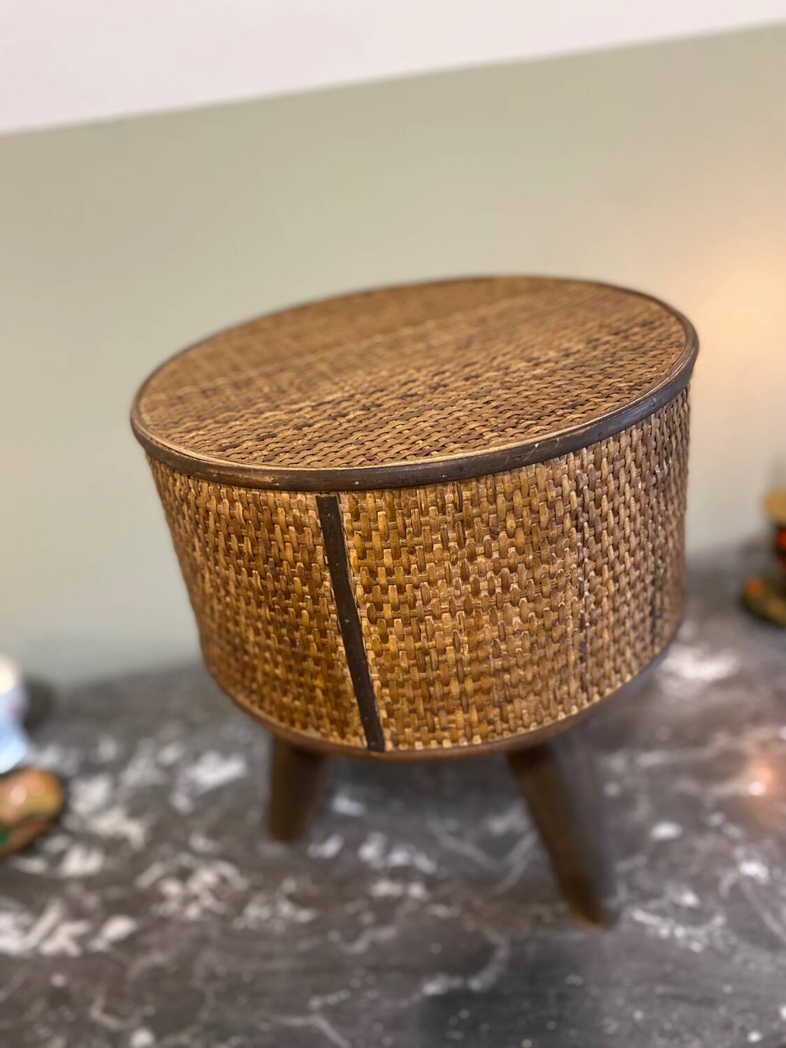 Wood and wicker stool