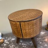 Wooden and wicker stool