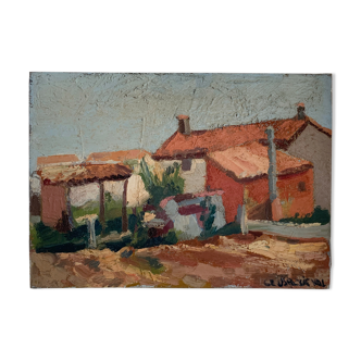 Tableau huile sur toile paysage du sud de la France