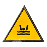 Drowning man danger warning sign vintage european 1980's industrial enamel
