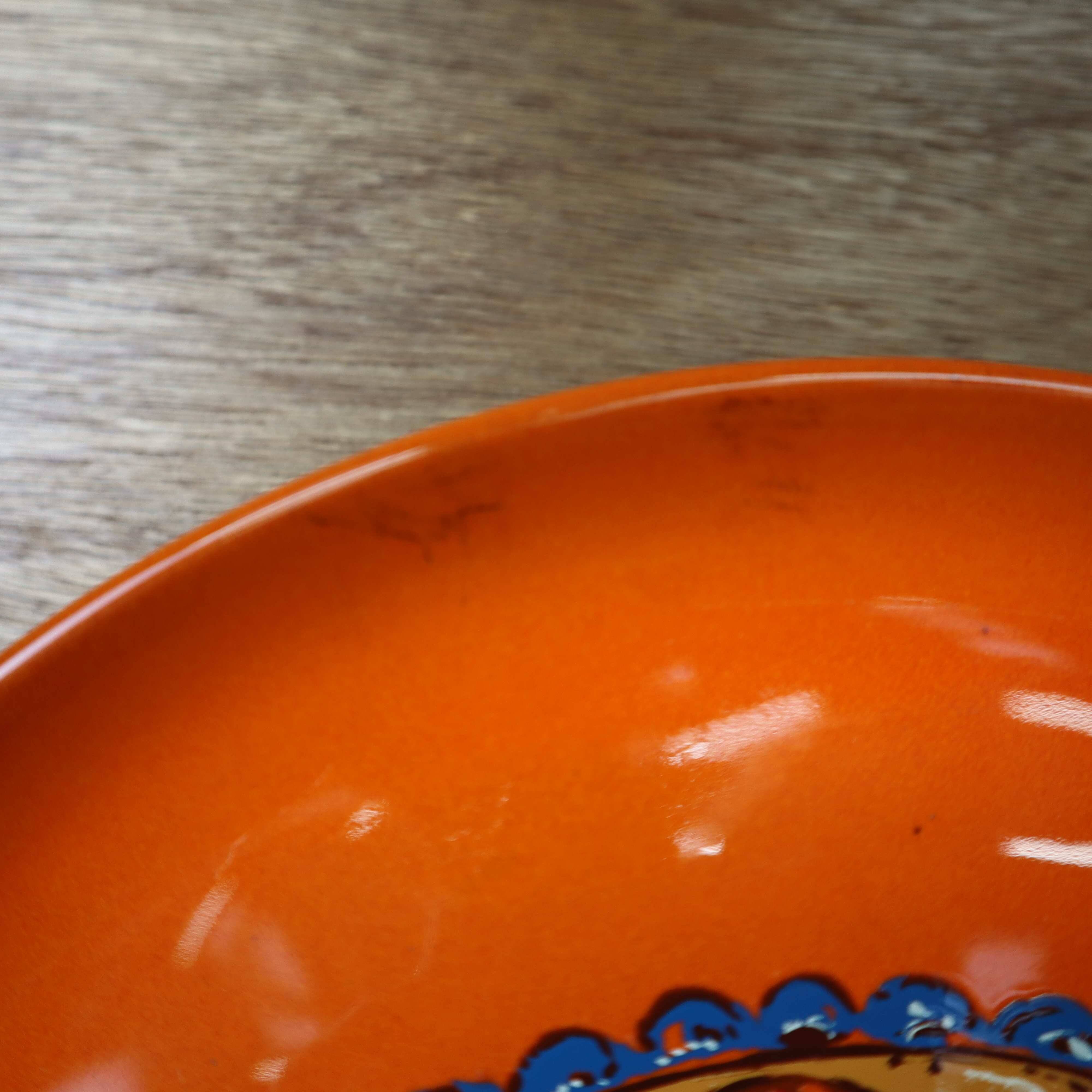 Vintage 70's orange ceramic cake plate