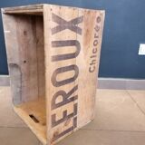 Large old wooden crate Chicorée Leroux