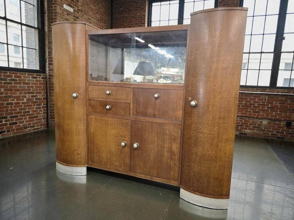 vintage XL art déco grande armoire en bois / bar / vitrine