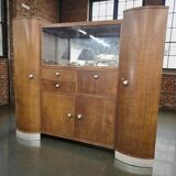 vintage XL art déco grande armoire en bois / bar / vitrine