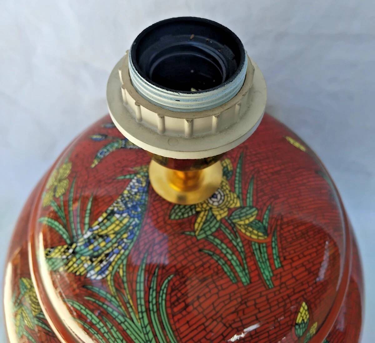 Pied De Lampe En Céramique Emaillée Lancel Paris Vintage